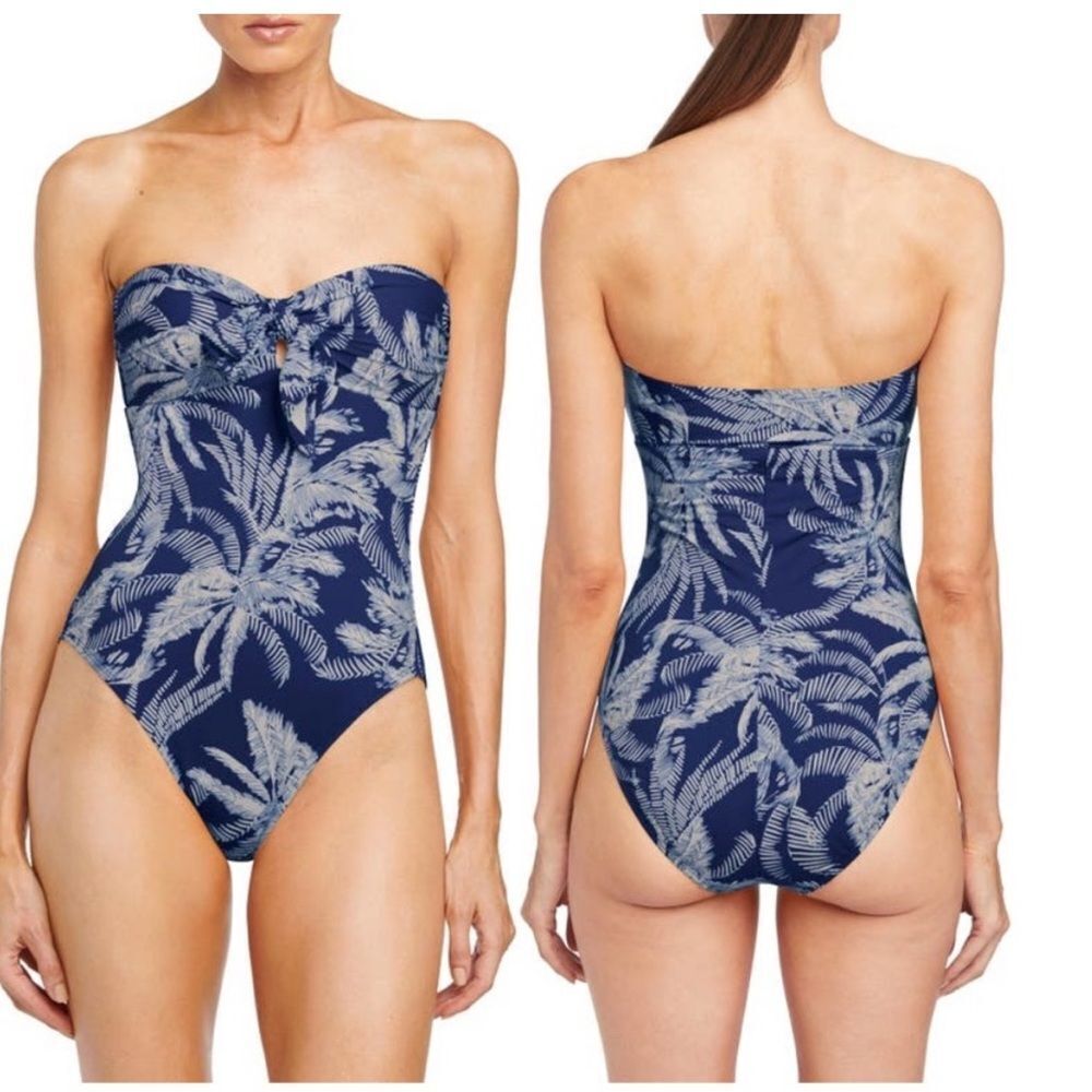 NWT Robin Piccone Chandy Strapless Bandeau One Piece Swimsuit in Palm $168